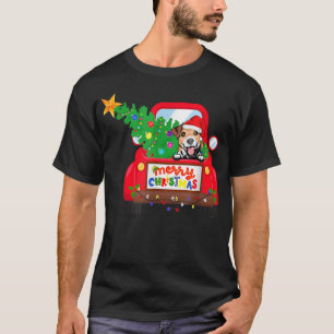 Jack Russell Terrier Dog Riding Red Truck Christma T-Shirt