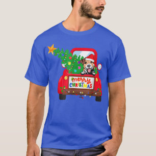 Jack Russell Terrier Dog Riding Red Truck Christma T-Shirt