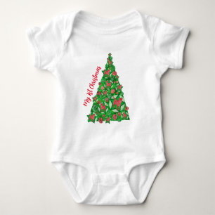 Jack Russell Terrier Dog Silhouette Christmas Tree Baby Bodysuit