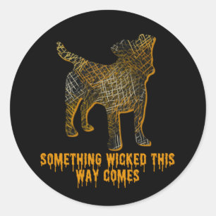 Jack Russell Terrier Dog Silhouette Fun Halloween  Classic Round Sticker
