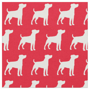 Jack Russell Terrier Dog Silhouette Pet Red Fabric