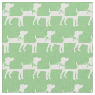 Jack Russell Terrier Dog Silhouette Pet Sage Green Fabric