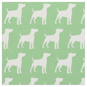 Jack Russell Terrier Dog Silhouette Pet Sage Green Fabric