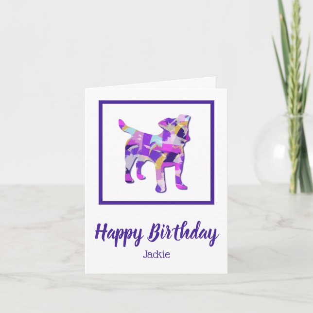 Jack Russell Terrier Dog Silhouette PPY&B Birthday Card (Front)