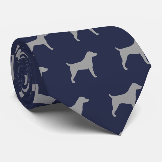 Jack Russell Terrier Dog Silhouettes Pattern Tie (Rolled)