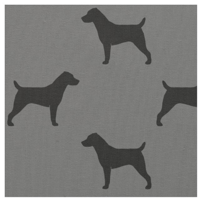 Jack Russell Terrier Dog Silhouettes Patterned Fabric (Close Up)