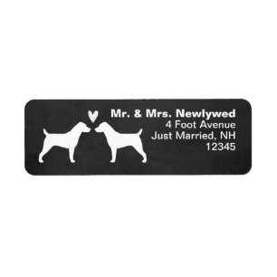 Jack Russell Terrier Dog Silhouettes with Heart Return Address Label