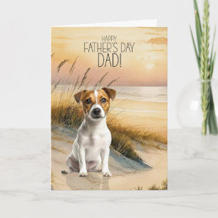 Jack Russell Terrier Dog Sunset Beach Father's Day Holiday Card
