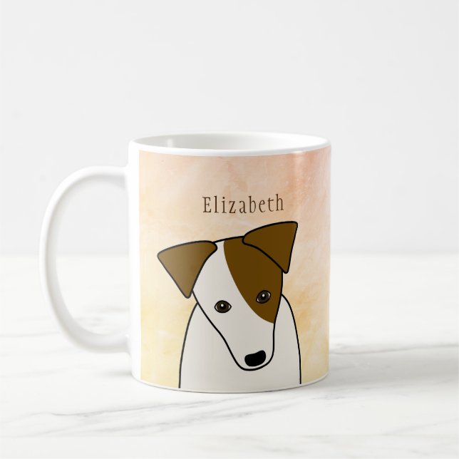 Jack Russell Terrier dog w head tilt personalised Coffee Mug (Left)