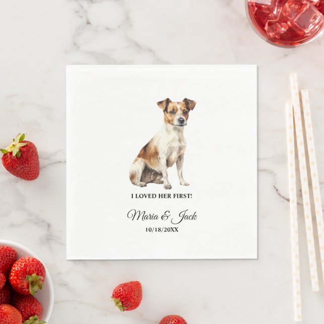Jack Russell Terrier Dog Wedding Napkins and Photo (Insitu)