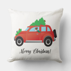 Jack Russell Terrier Driving Christmas Car Cushion