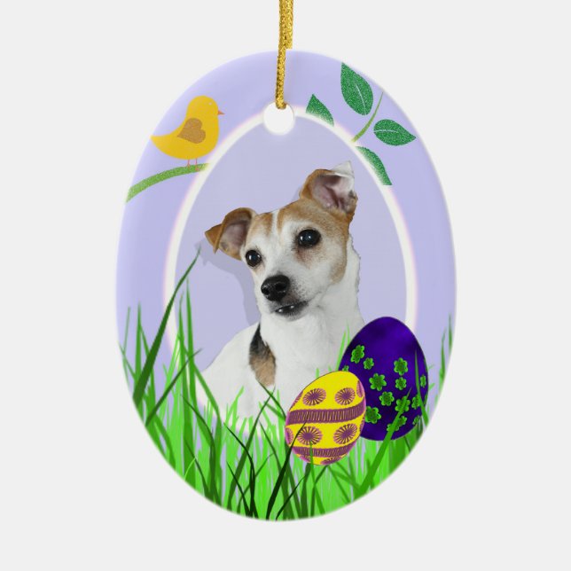 Jack Russell Terrier Easter Ornament (Front)