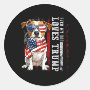 Jack Russell Terrier Even My Dog Loves Trump Funny Classic Round Sticker