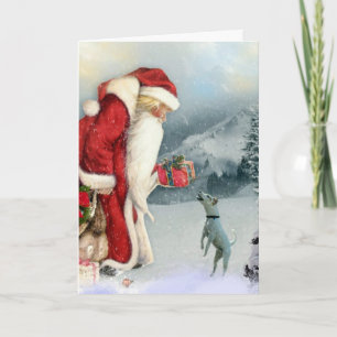 Jack Russell Terrier & Father Christmas Holiday Card
