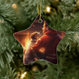 Jack Russell Terrier Fireman, Puppy, Pet Dog Lover Ceramic Ornament