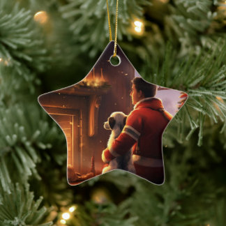 Jack Russell Terrier Fireman, Puppy, Pet Dog Lover Ceramic Ornament