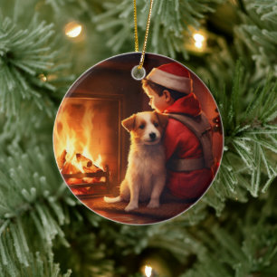 Jack Russell Terrier Fireman, Puppy, Pet Dog Lover Ceramic Ornament