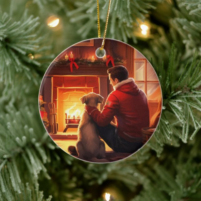 Jack Russell Terrier Fireman, Puppy, Pet Dog Lover Ceramic Ornament (Tree)