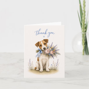 Jack Russell Terrier Flower Bouquet Thank You Card
