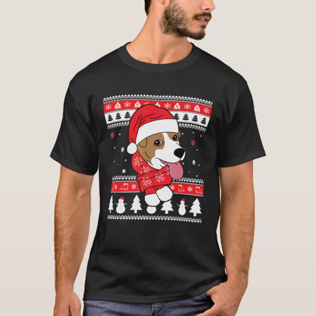 Jack Russell Terrier Funny Dog Christmas Gift Prem T-Shirt (Front)