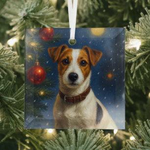 Jack Russell Terrier  Glass Tree Decoration