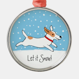 Jack Russell Terrier - Happy Snow Dog Holiday Metal Ornament