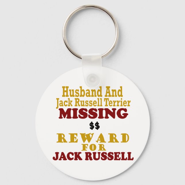 Jack Russell Terrier & Husband Missing Reward For Key Ring (Front)