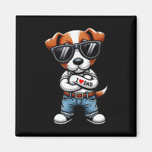 Jack Russell Terrier I Love Dad Funny Dog Tattoo  Magnet