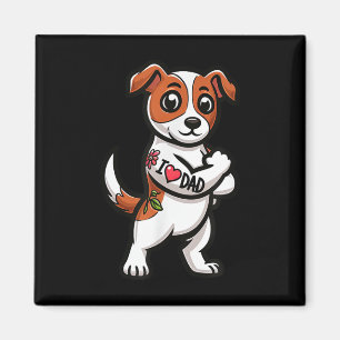 Jack Russell Terrier I Love Dad Funny Dog Tattoo _ Magnet