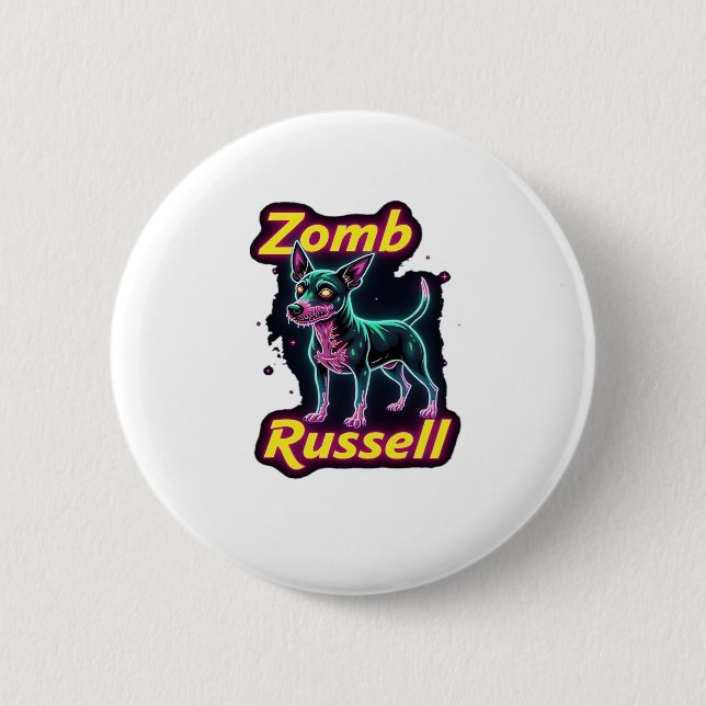 Jack Russell Terrier JRT Zombie Dog Halloween Esse 6 Cm Round Badge (Front)