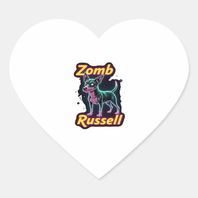 Jack Russell Terrier JRT Zombie Dog Halloween Esse Heart Sticker (Front)