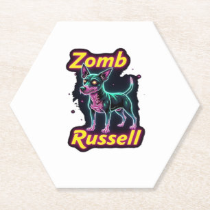 Jack Russell Terrier JRT Zombie Dog Halloween Esse Paper Coaster