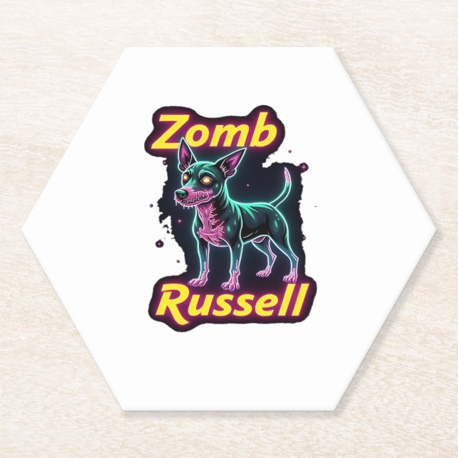 Jack Russell Terrier JRT Zombie Dog Halloween Esse Paper Coaster (Front)