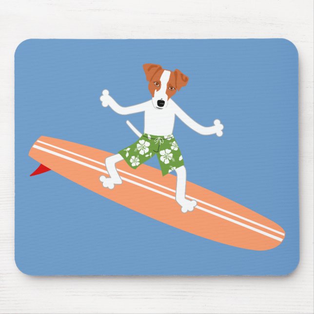 Jack Russell Terrier Longboard Surfer Mouse Pad (Front)