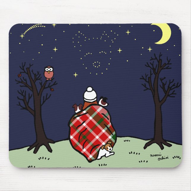 Jack Russell Terrier Mum and Starry Sky Mouse Pad (Front)