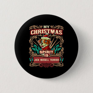 Jack Russell Terrier My Christmas Spirit Dog Santa 6 Cm Round Badge