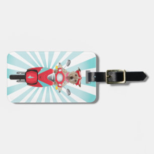 Jack Russell Terrier on Red Moped Luggage Tag