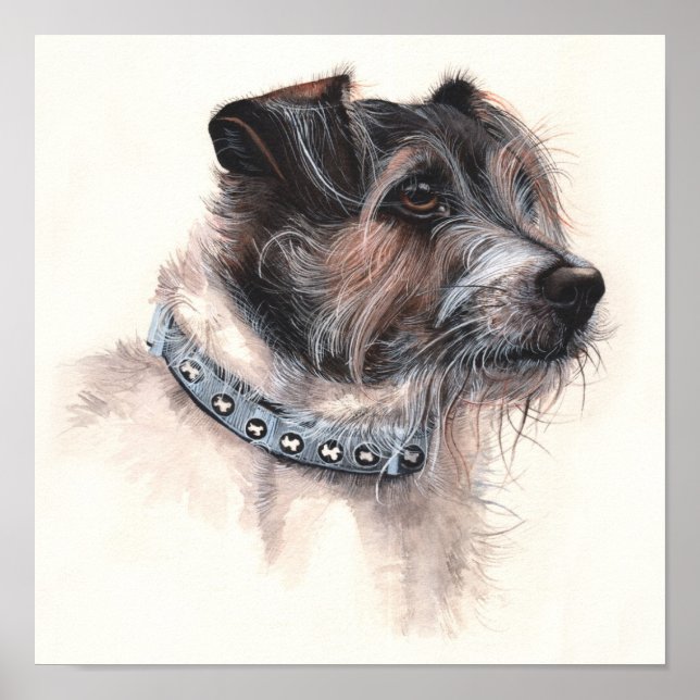 Jack Russell Terrier Painted in Watercolour Poster (Front)