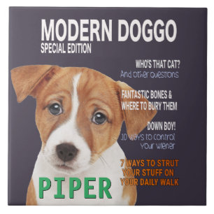 Jack Russell Terrier Parody Magazine Cover  Ceramic Tile