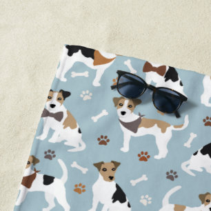 Jack Russell Terrier Paws and Bones Beach Towel
