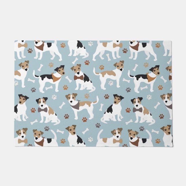 Jack Russell Terrier Paws and Bones Doormat (Front)
