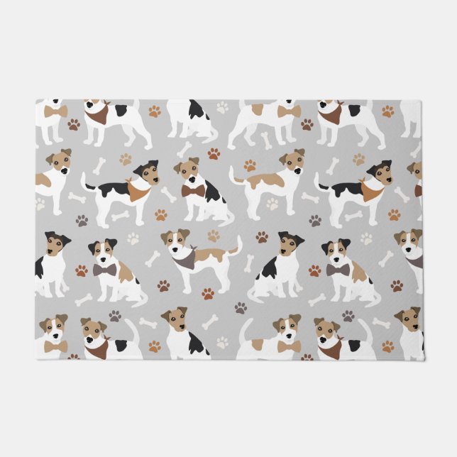 Jack Russell Terrier Paws and Bones Doormat (Front)