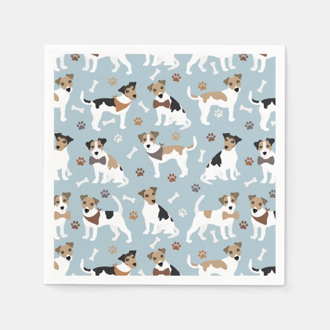Jack Russell Terrier Paws and Bones Napkins (Front)