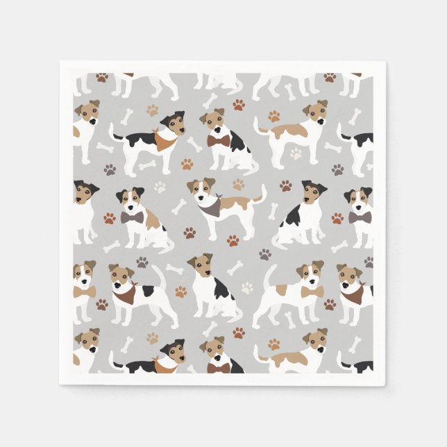 Jack Russell Terrier Paws and Bones Napkins (Front)