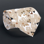 Jack Russell Terrier Paws and Bones Neck Tie<br><div class="desc">Cute Jack Russell Terrier dogs sit and stand with paw prints and dog bones pattern.</div>