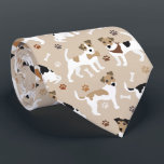 Jack Russell Terrier Paws and Bones Neck Tie<br><div class="desc">Cute Jack Russell Terrier dogs sit and stand with paw prints and dog bones pattern.</div>