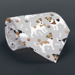 Jack Russell Terrier Paws and Bones Neck Tie<br><div class="desc">Cute Jack Russell Terrier dogs sit and stand with paw prints and dog bones pattern.</div>