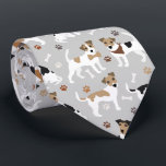 Jack Russell Terrier Paws and Bones Neck Tie<br><div class="desc">Cute Jack Russell Terrier dogs sit and stand with paw prints and dog bones pattern.</div>