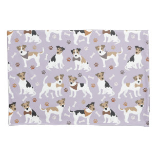Jack Russell Terrier Paws and Bones Pillow Case
