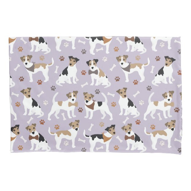 Jack Russell Terrier Paws and Bones Pillow Case (Front)